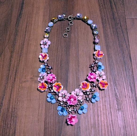 J Crew Jewelry Sequin Floral Flower Iridescent Crystal Garden